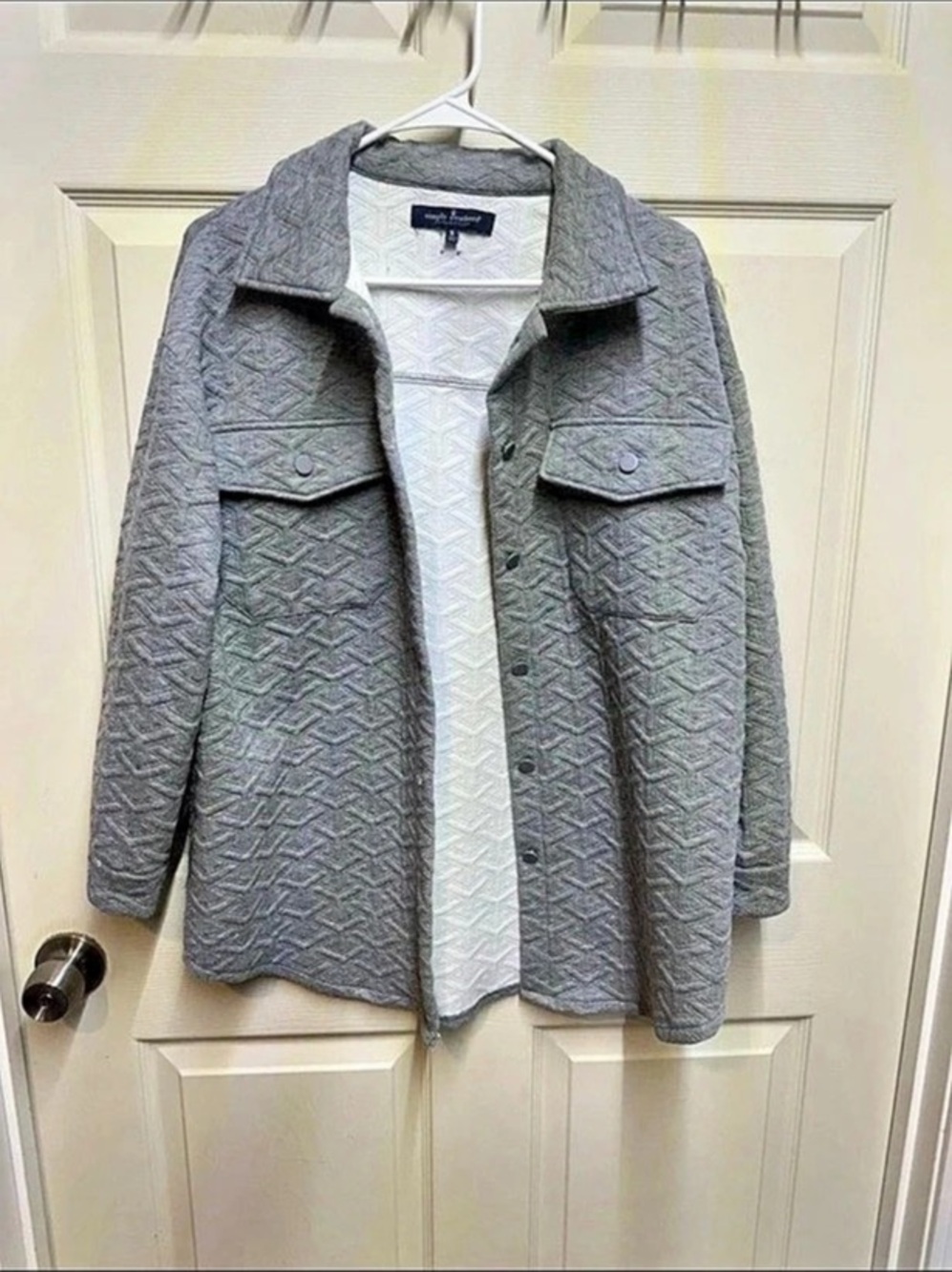 Simply southern Quilted Utility Jacket in Gray Size Small Like New